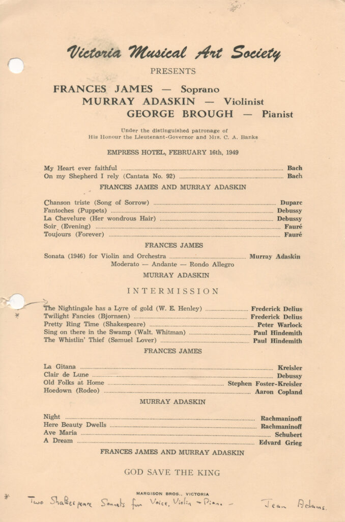 VICTORIA CONCERT FEBRUARY 16 1949